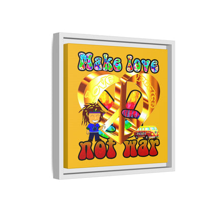 love peace - framed canvas art (yellow)