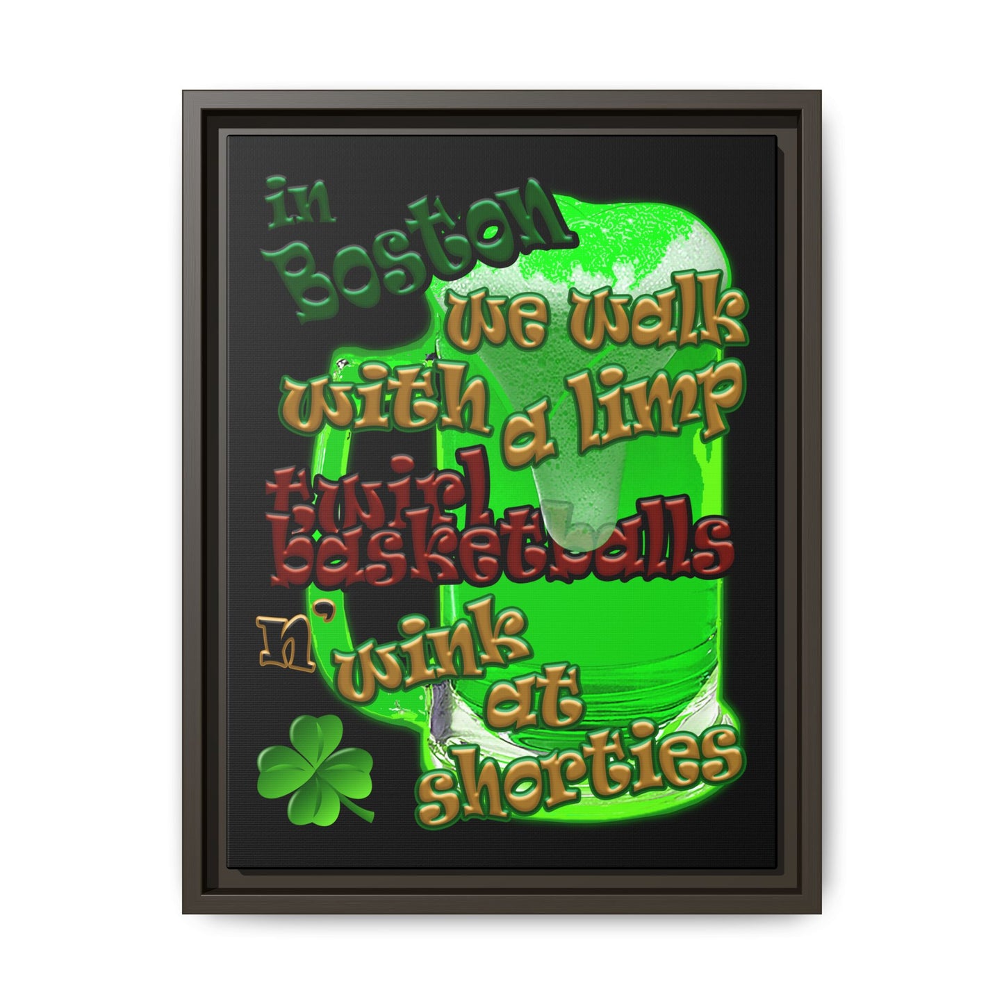 celtics logo - framed canvas art (black)