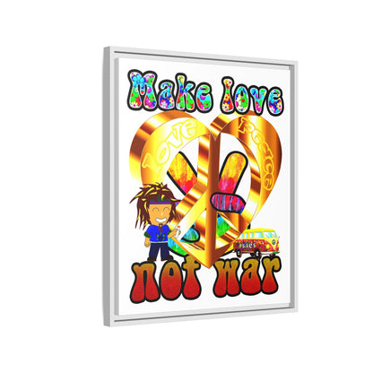 love peace - framed canvas art (white)