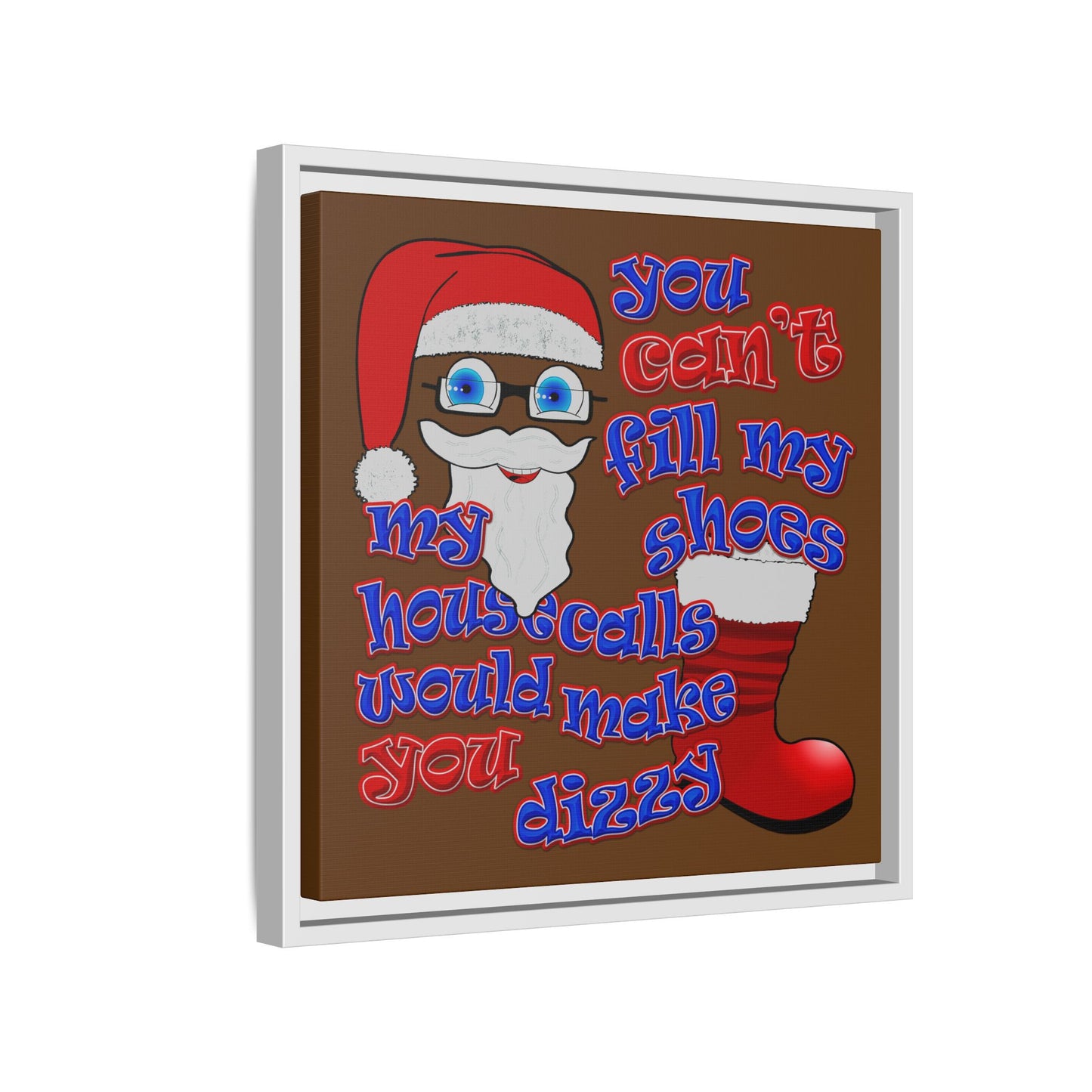 santa's shoes - framed canvas art (brown)