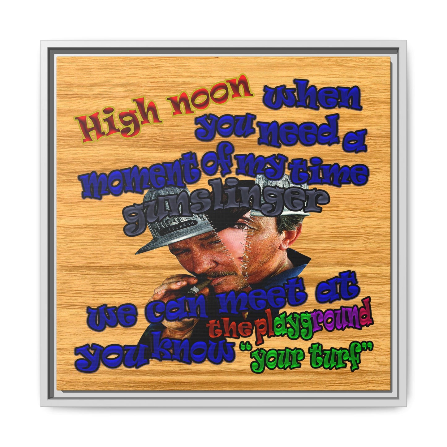 high noon - framed canvas art (butterscotch wood finish)