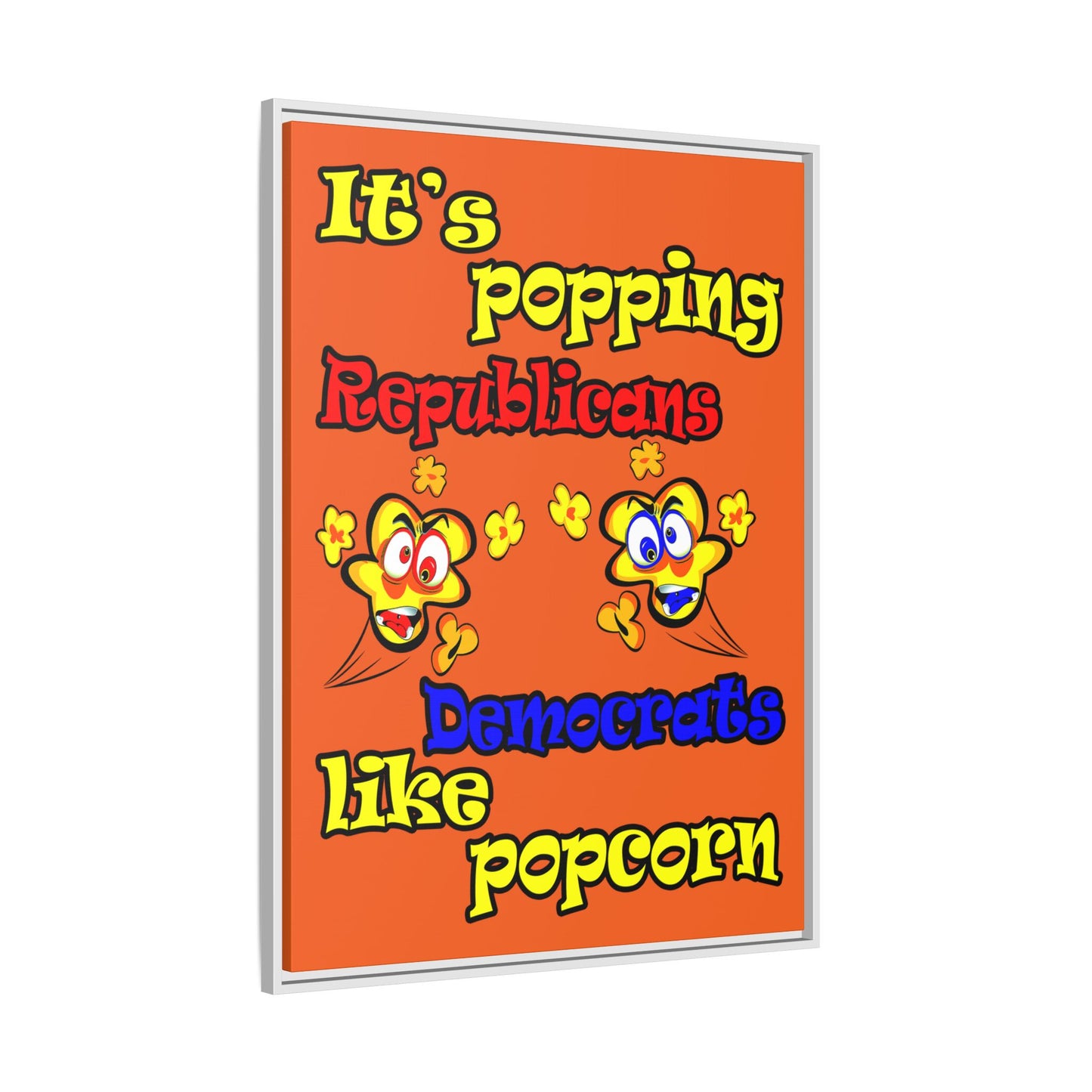 popping like popcorn - framed canvas art (orange)