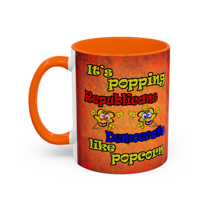 popping like popcorn - Accent Mug (burnt orange)