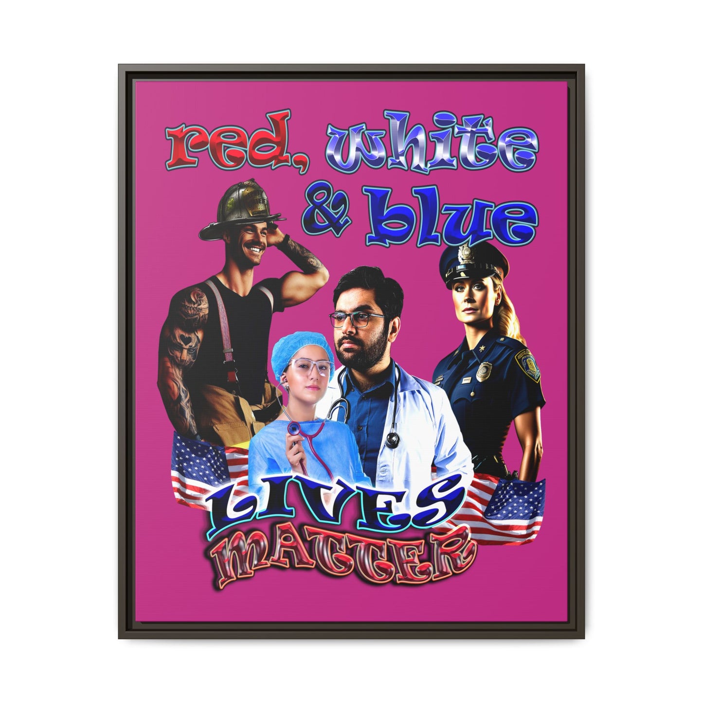 rw&b lives matter - framed canvas art (pink)