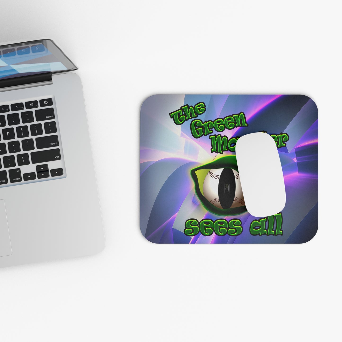 green monster - Mouse Pad (Rectangle) (grey-pink wave)