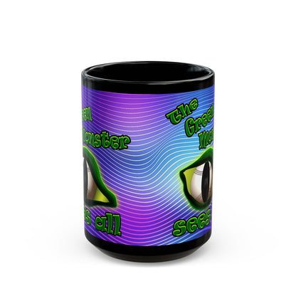 green monster - Black Mug (purple wave)