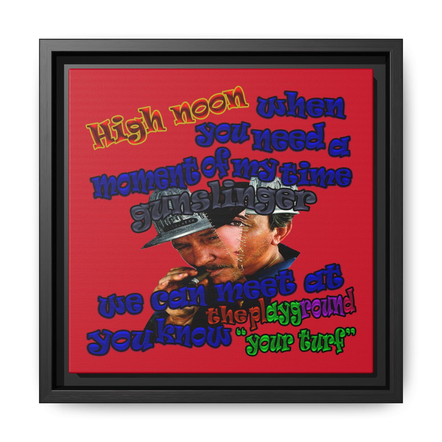 high noon - framed canvas art (dark red)