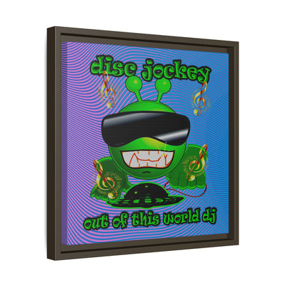 disc jockey - framed canvas art (light blue-purple wave)