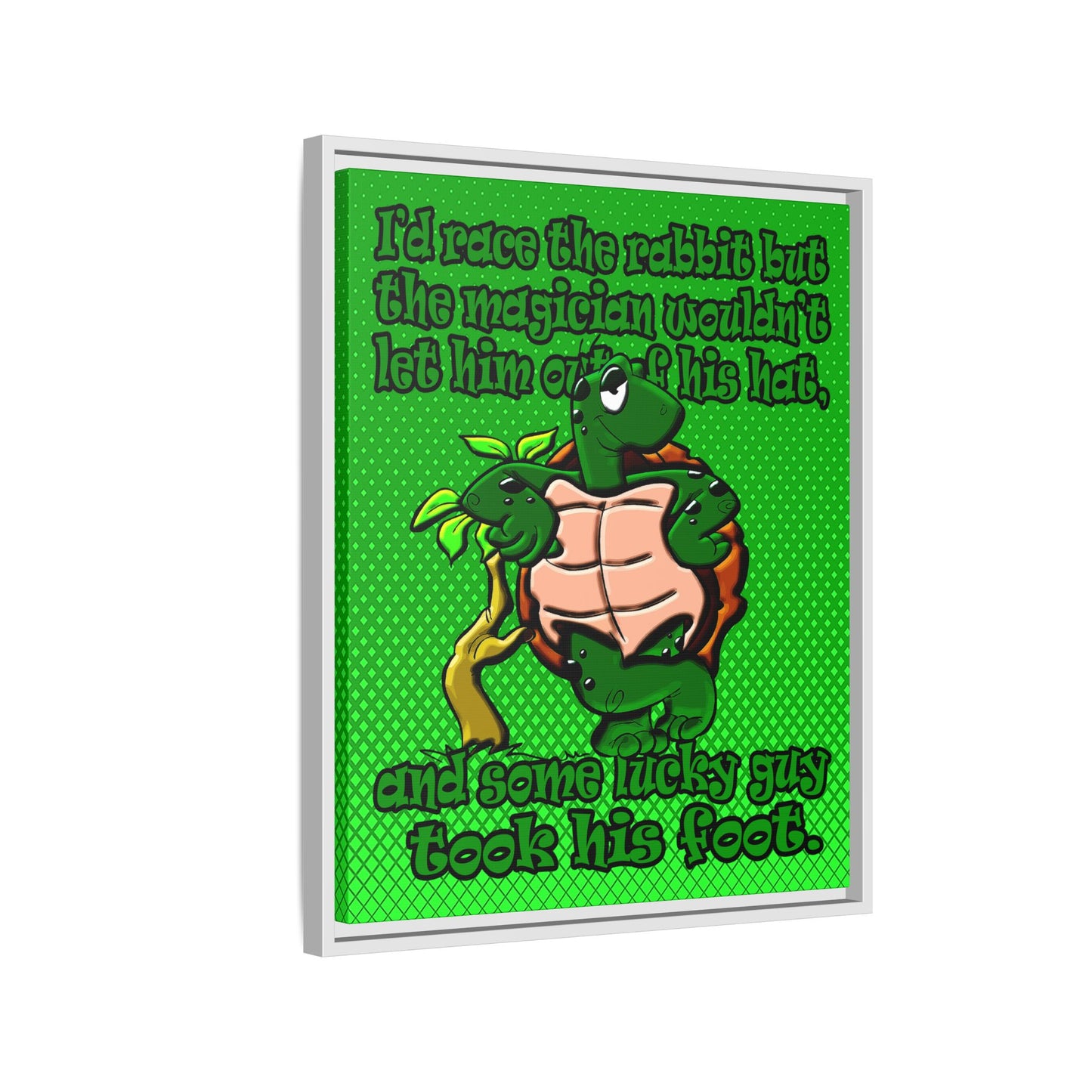 turtle race - framed canvas art (logo green)