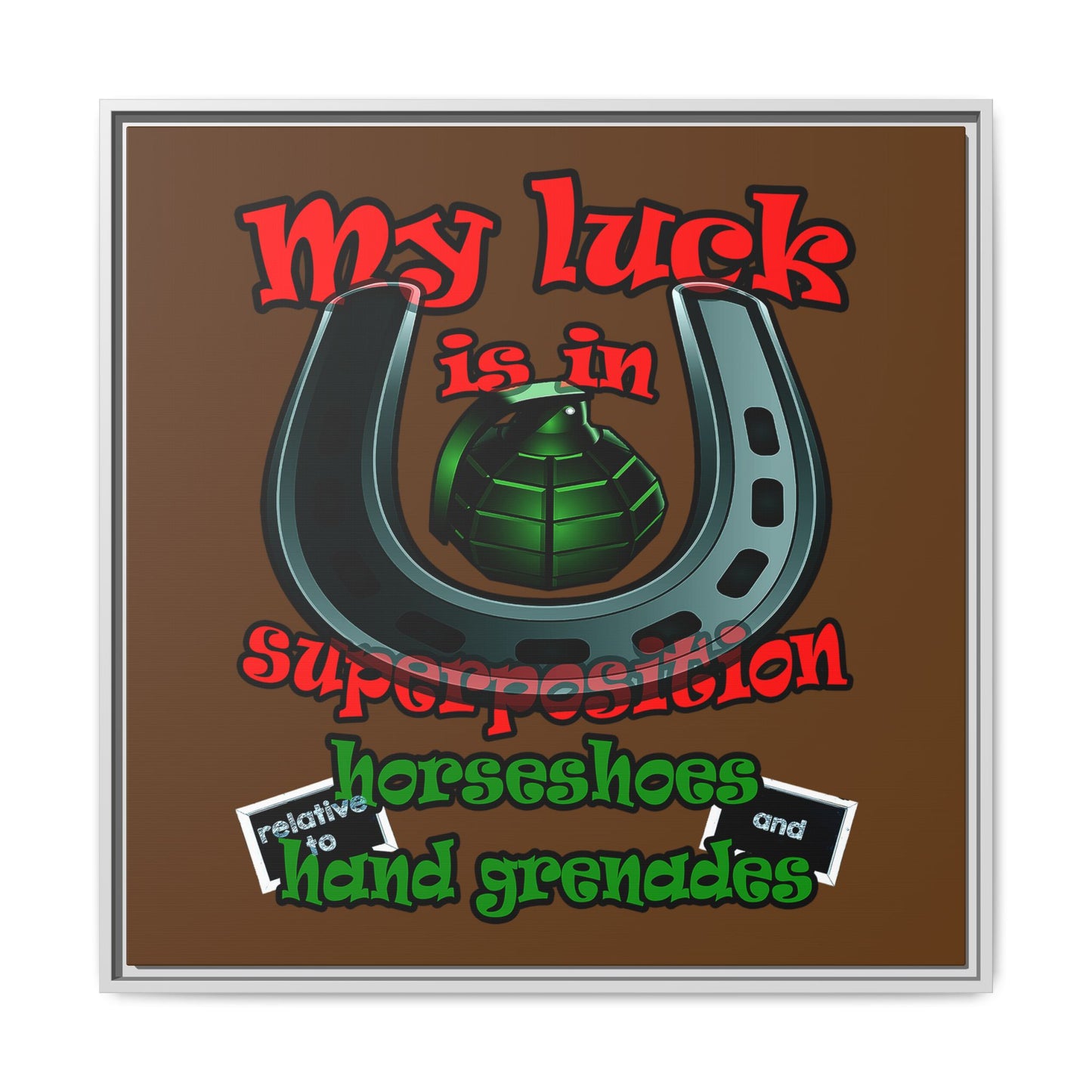 my luck - framed canvas art (brown)