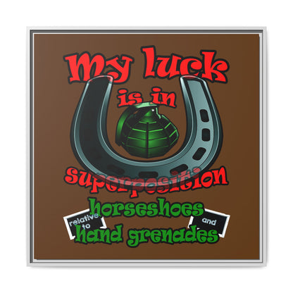 my luck - framed canvas art (brown)