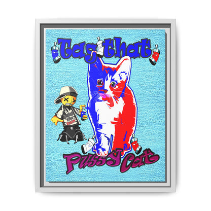 tag that - framed canvas art (faded blue)
