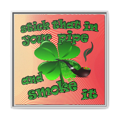 stick that in your pipe and smoke it - framed canvas art (yellow-orange wave)