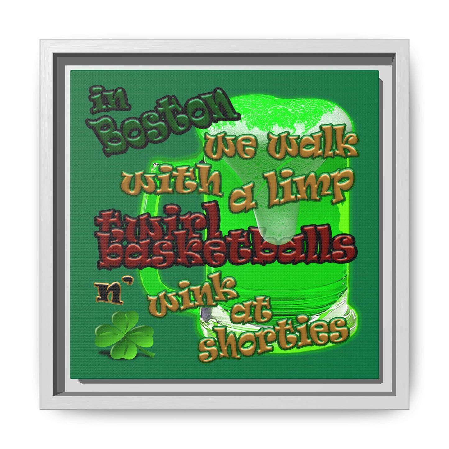 celtics logo - framed canvas art (dark green)