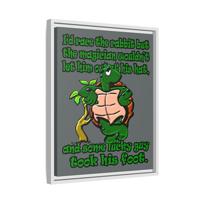 turtle race - framed canvas art (dark grey)