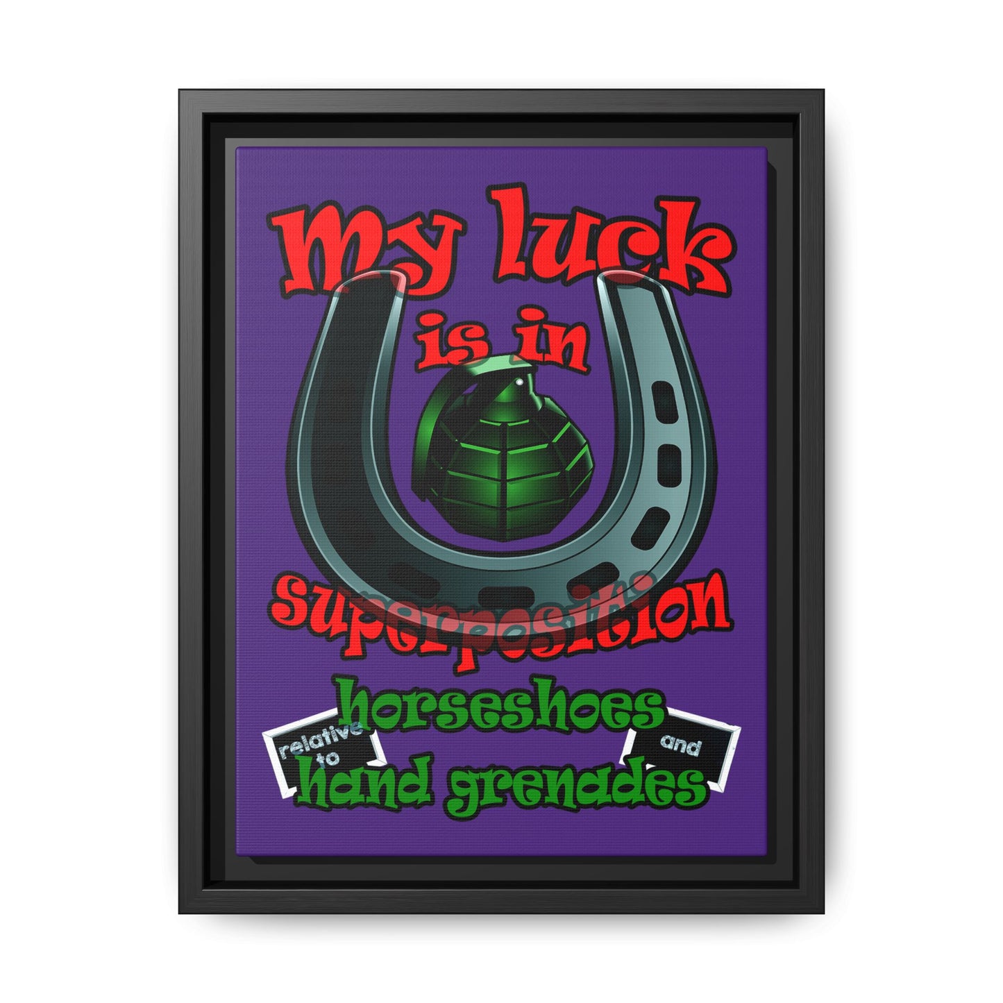 my luck - framed canvas art (purple)