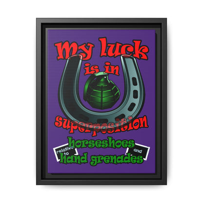 my luck - framed canvas art (purple)