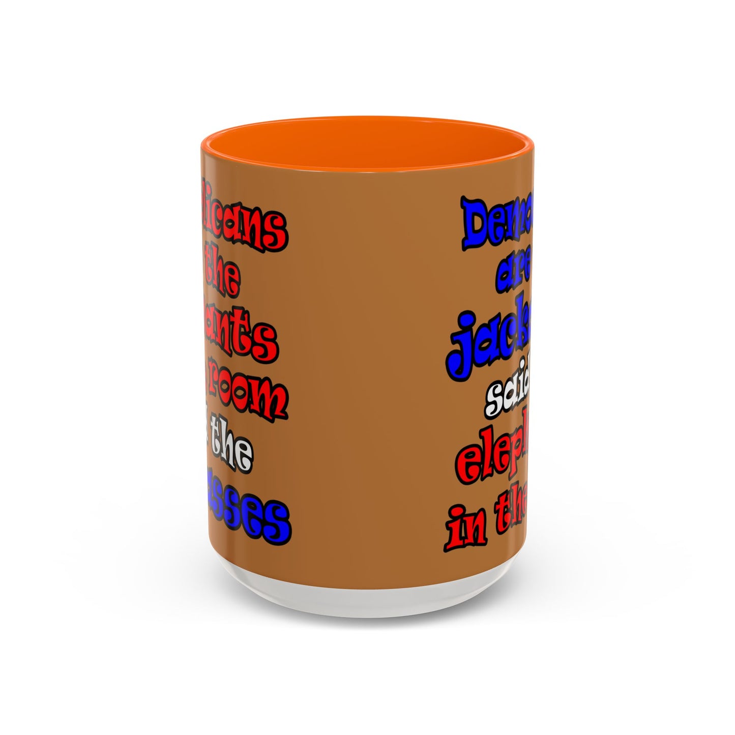 donkeys and elephants - Accent Mug (light brown)