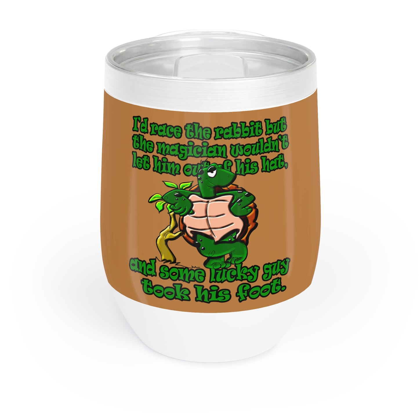 turtle race - Chill Wine Tumbler (light brown)
