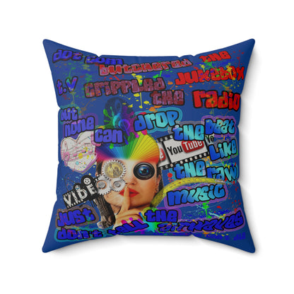 drop the beat - Faux Suede Square Pillow - (dark blue)