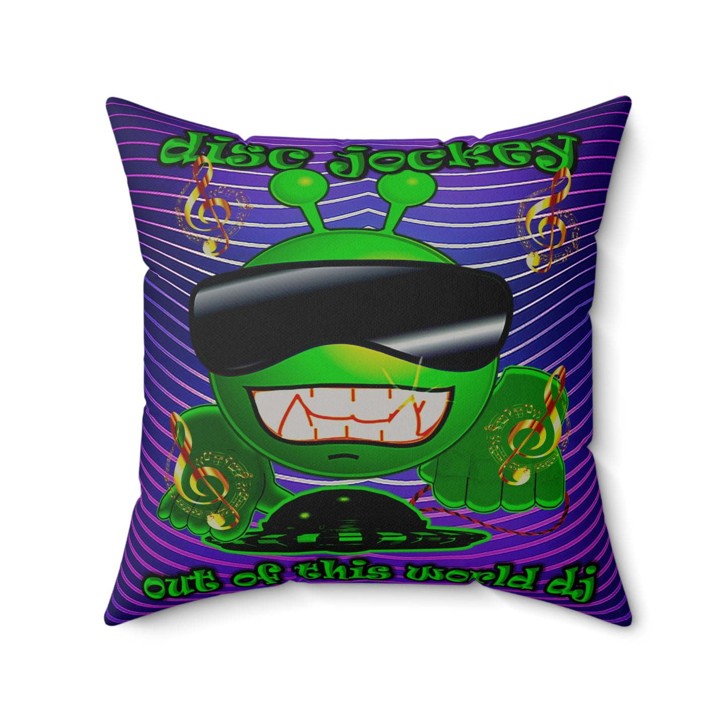 disc jockey - Faux Suede Square Pillow - (purple wave)