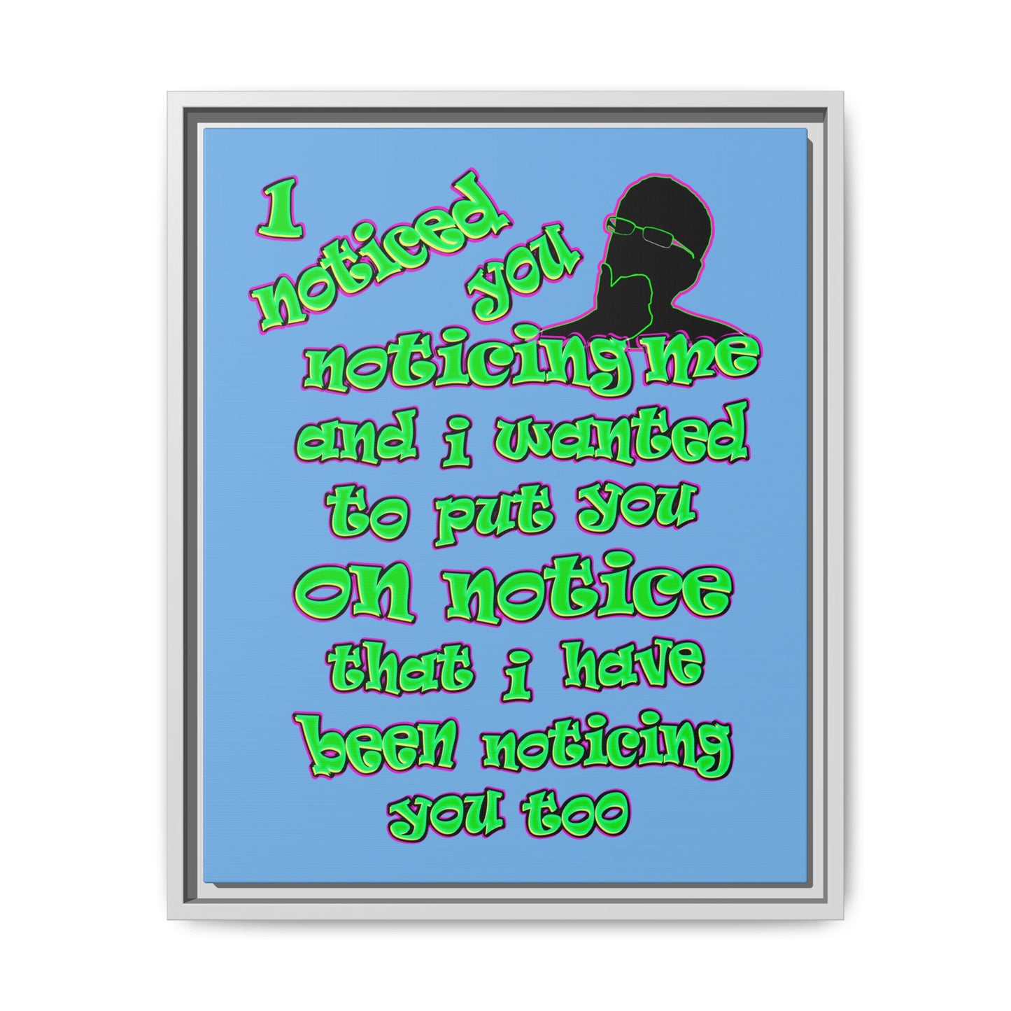 noticed you noticing - framed canvas art (light blue)