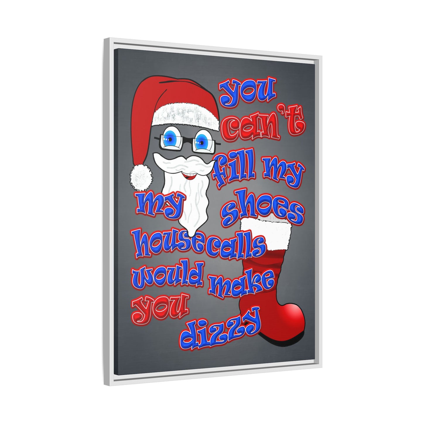 santa's shoes - framed canvas art (grey-light grey)