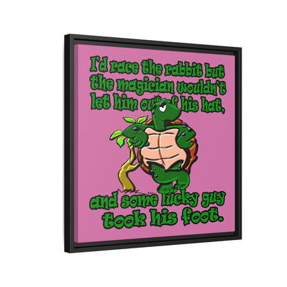 turtle race - framed canvas art (light pink)