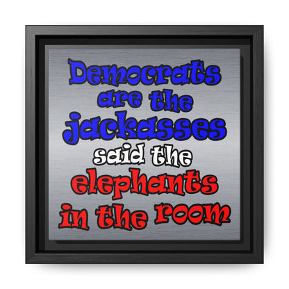 donkeys and elephants - framed canvas art (brushed nickel)