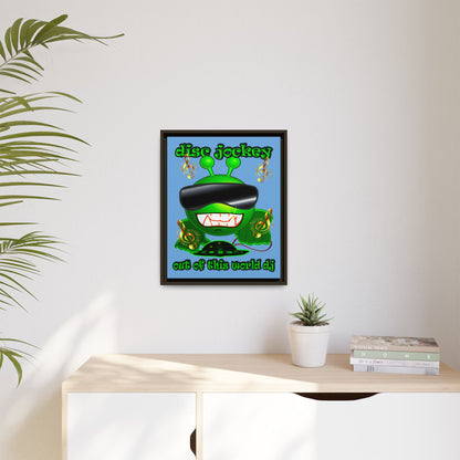 disc jockey - framed canvas art (light blue)