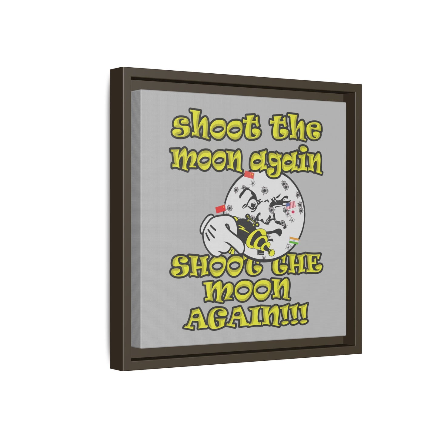 shoot the moon again - framed canvas art (light grey)