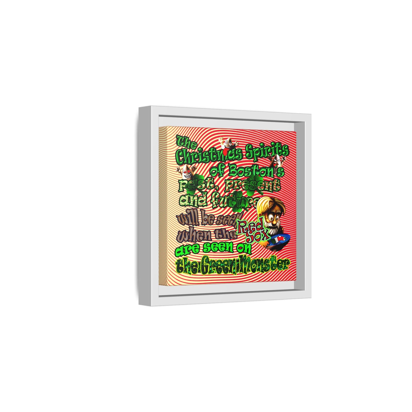 christmas spirits of boston - framed canvas art (yellow-orange wave)