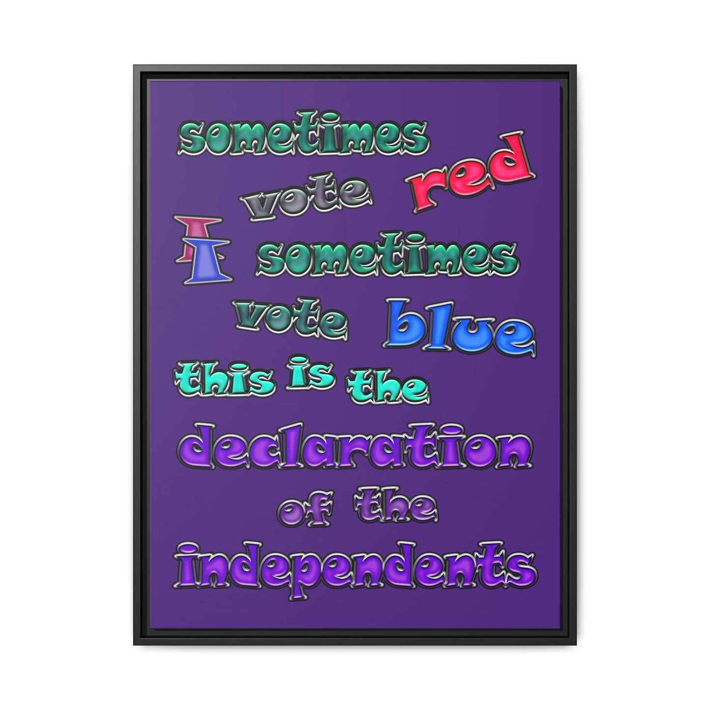 declaration of the independents - framed canvas art (purple)