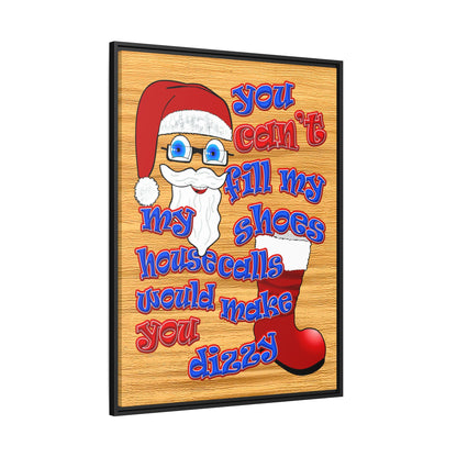 santa's shoes - framed canvas art (butterscotch wood finish)