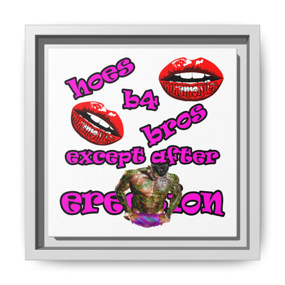 hoes b4 bros - framed canvas art (white)