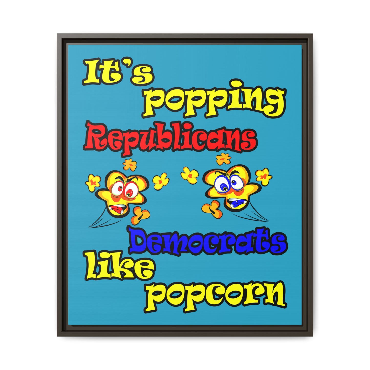 popping like popcorn - framed canvas art (turquoise)