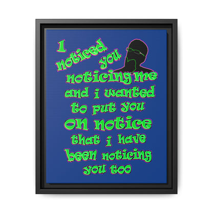 noticed you noticing - framed canvas art (dark blue)