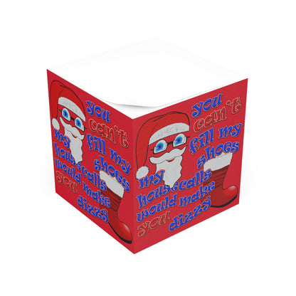 santa's shoes - note cube (dark red)
