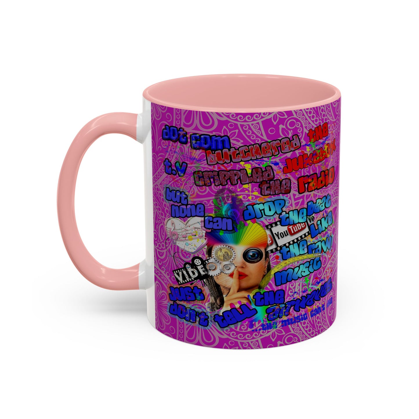 drop the beat - Accent Mug (pink swirl)