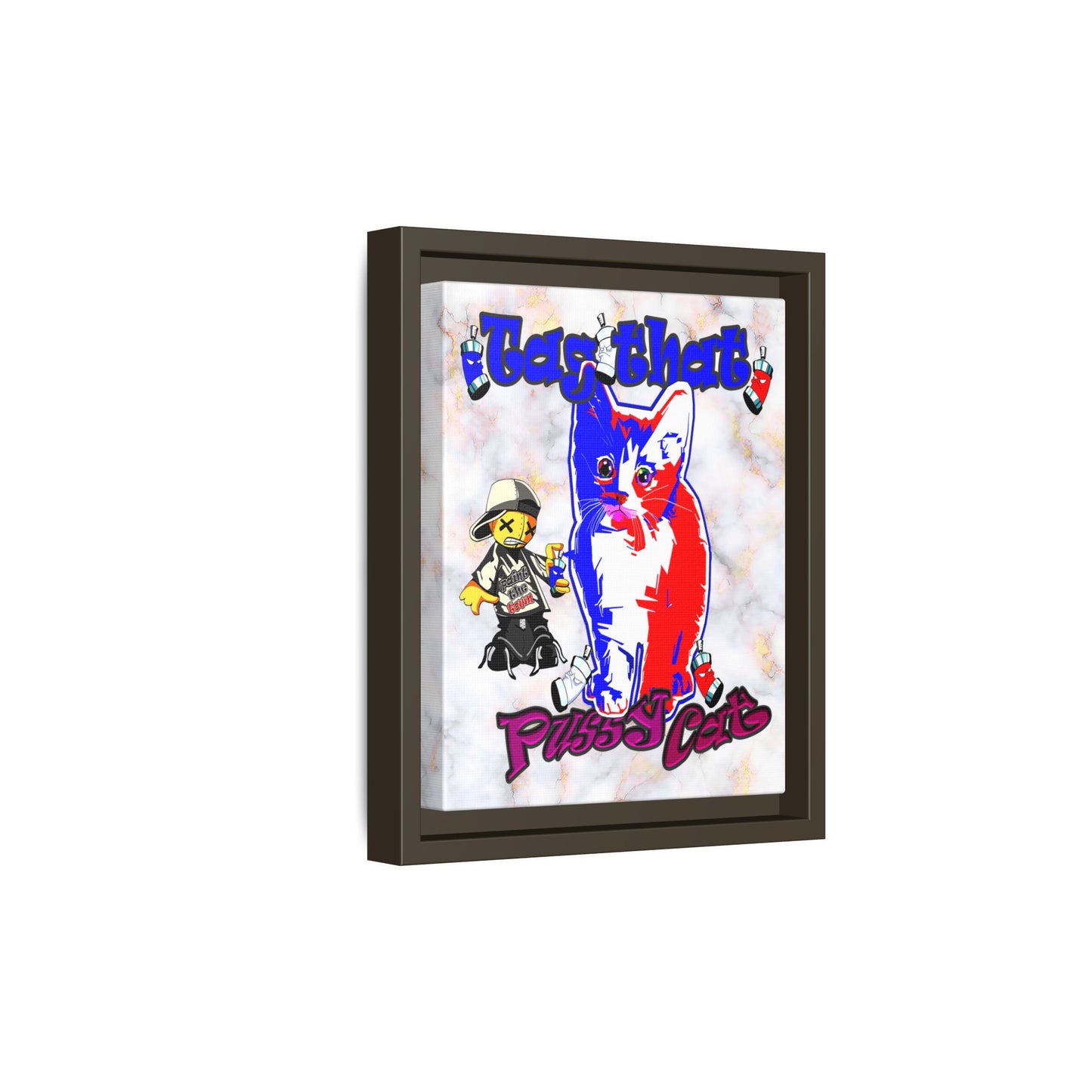 tag that - framed canvas art (white marble)