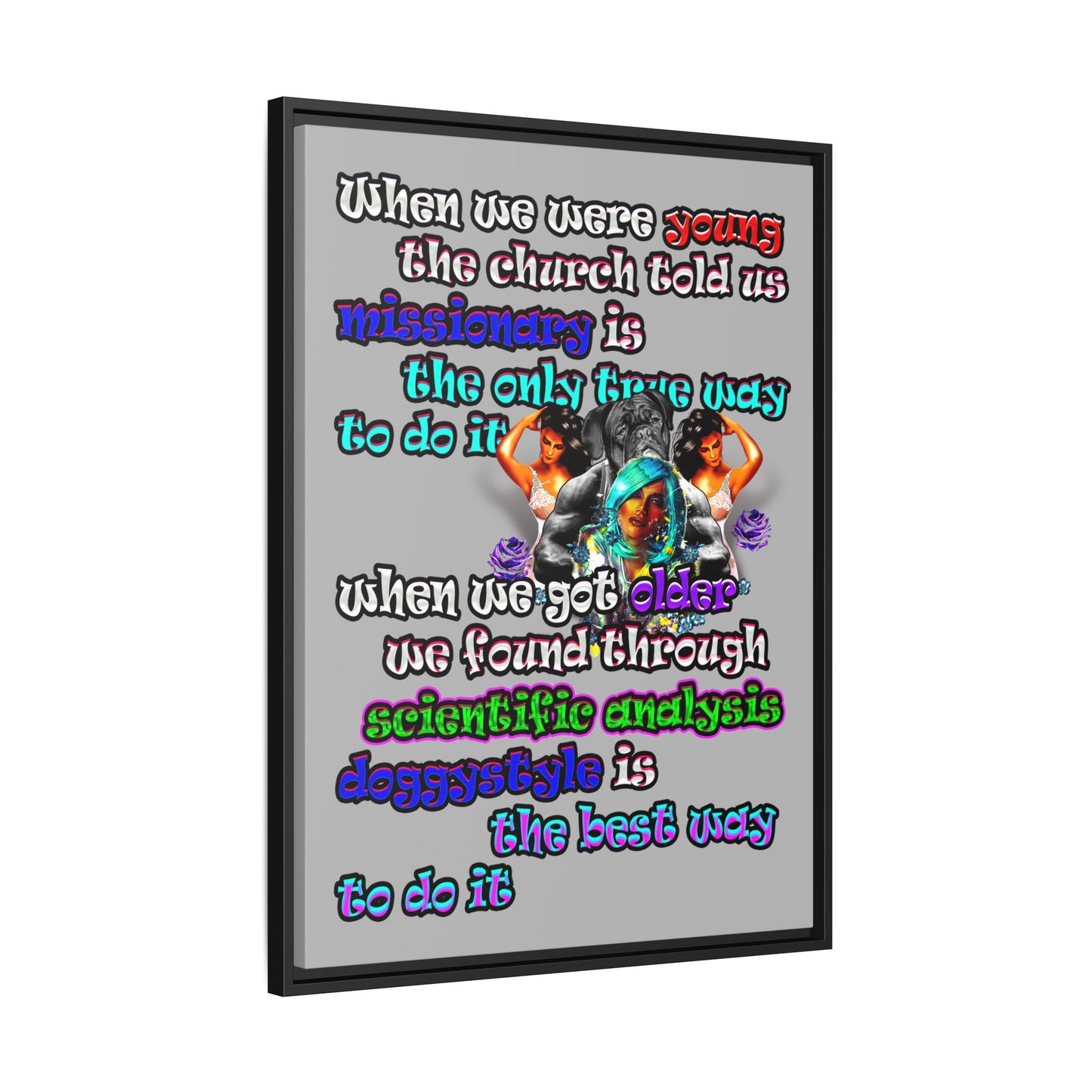 doggystyle - framed canvas art (light grey)