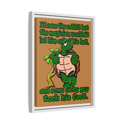turtle race - framed canvas art (light brown)