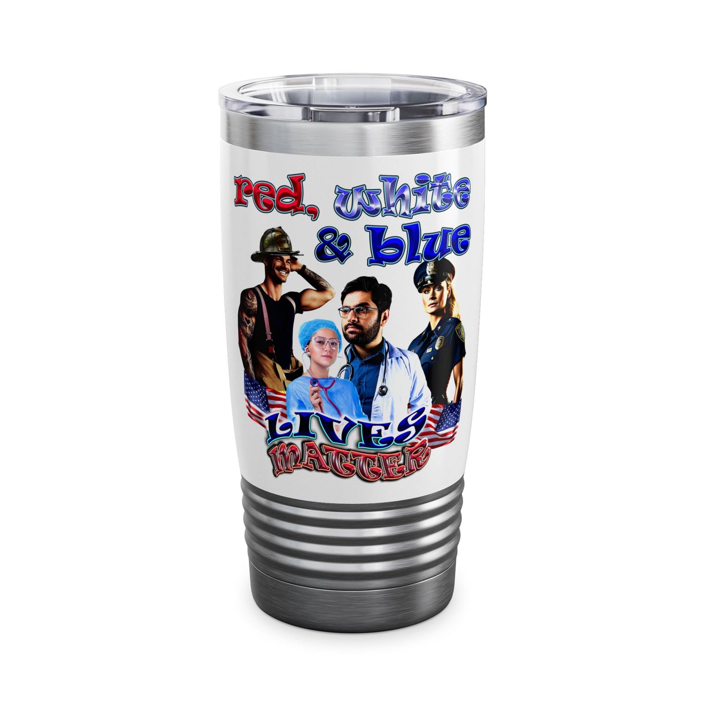 rw&b lives matter - Ringneck Tumbler, 20oz (white)