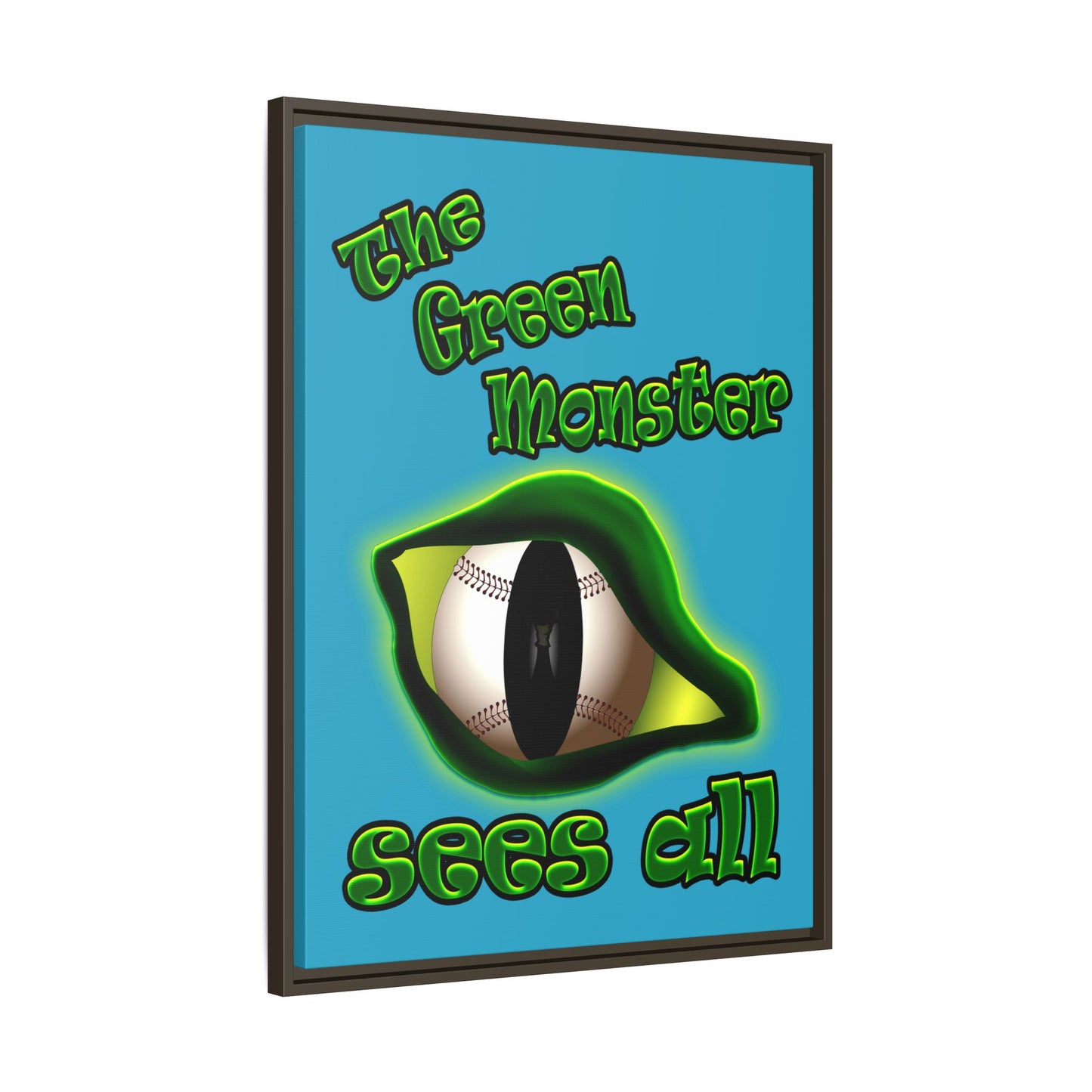 green monster - framed canvas art (turquoise)