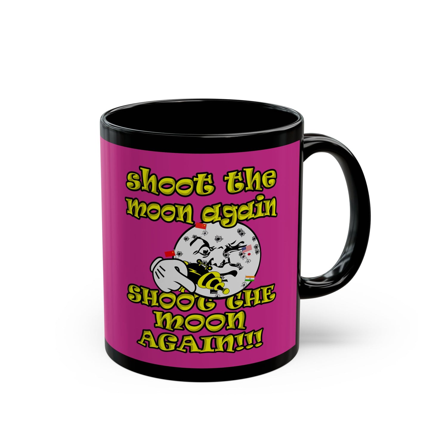 shoot the moon again - Black Mug (pink)