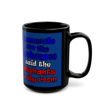 donkeys and elephants - Black Mug (dark blue)
