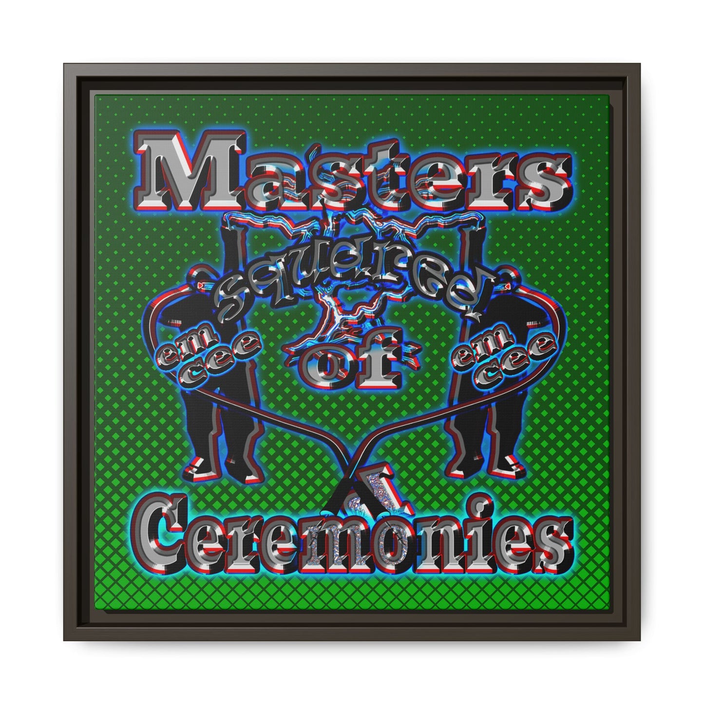 em cee squared - framed canvas art (logo green)