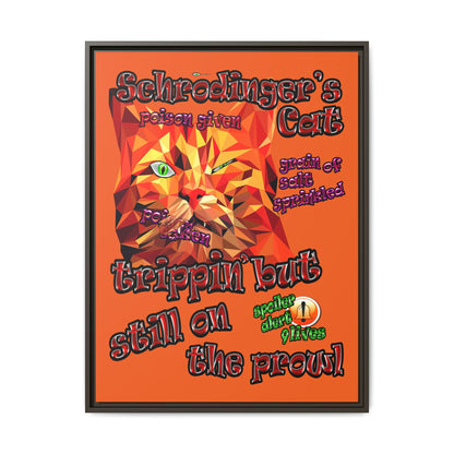 schrodinger's cat - framed canvas art (orange)