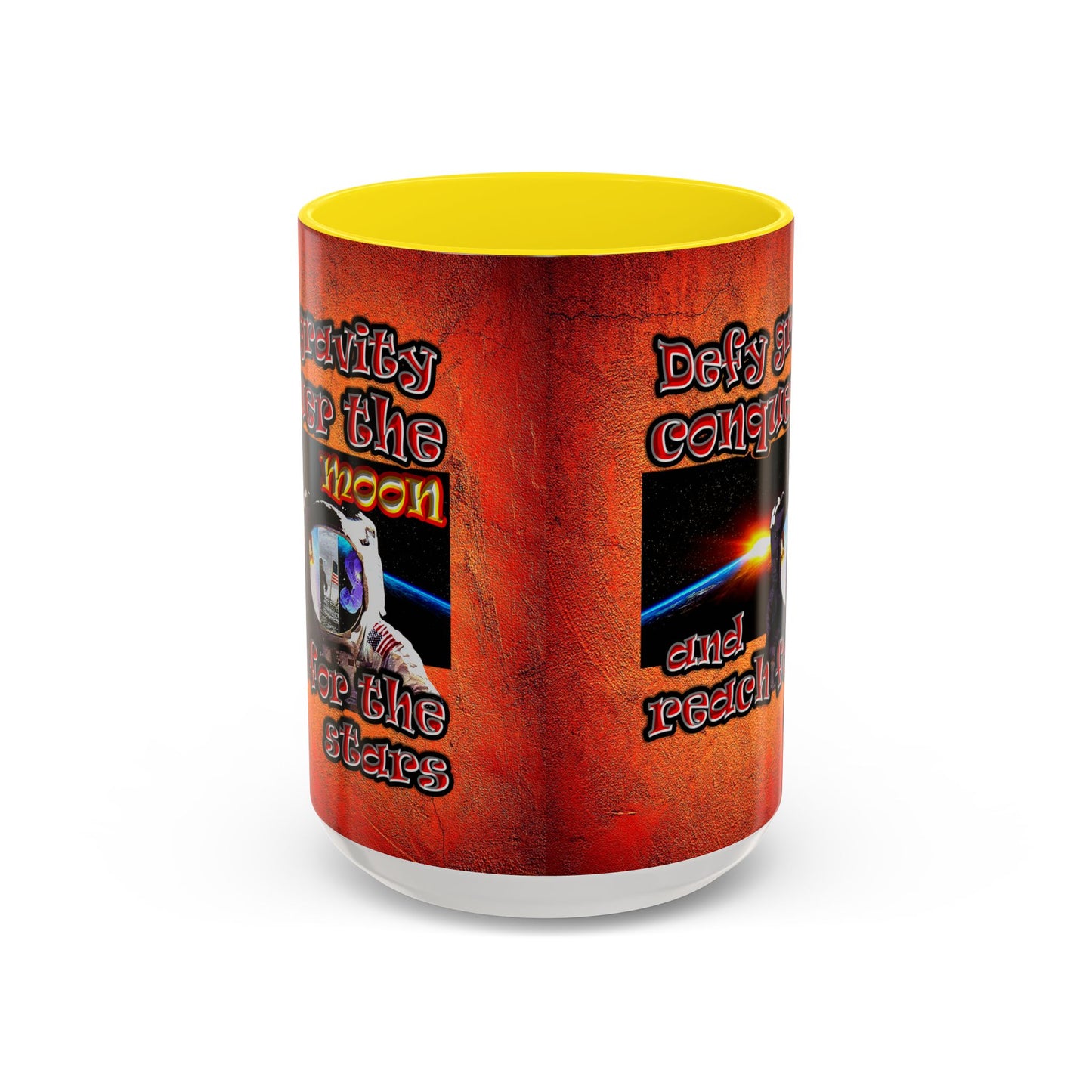 defy conquer reach - Accent Mug (burnt orange)