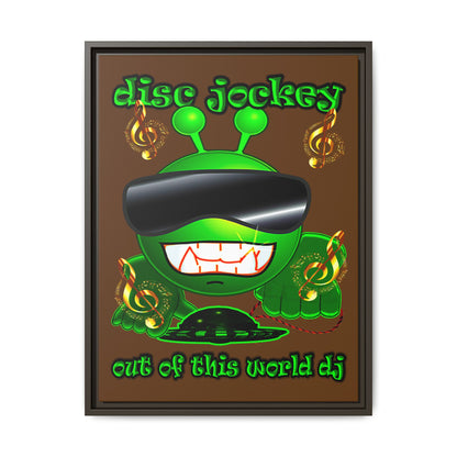 disc jockey - framed canvas art (brown)